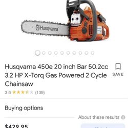 Husqvarna Commercial Gas Chainsaw 