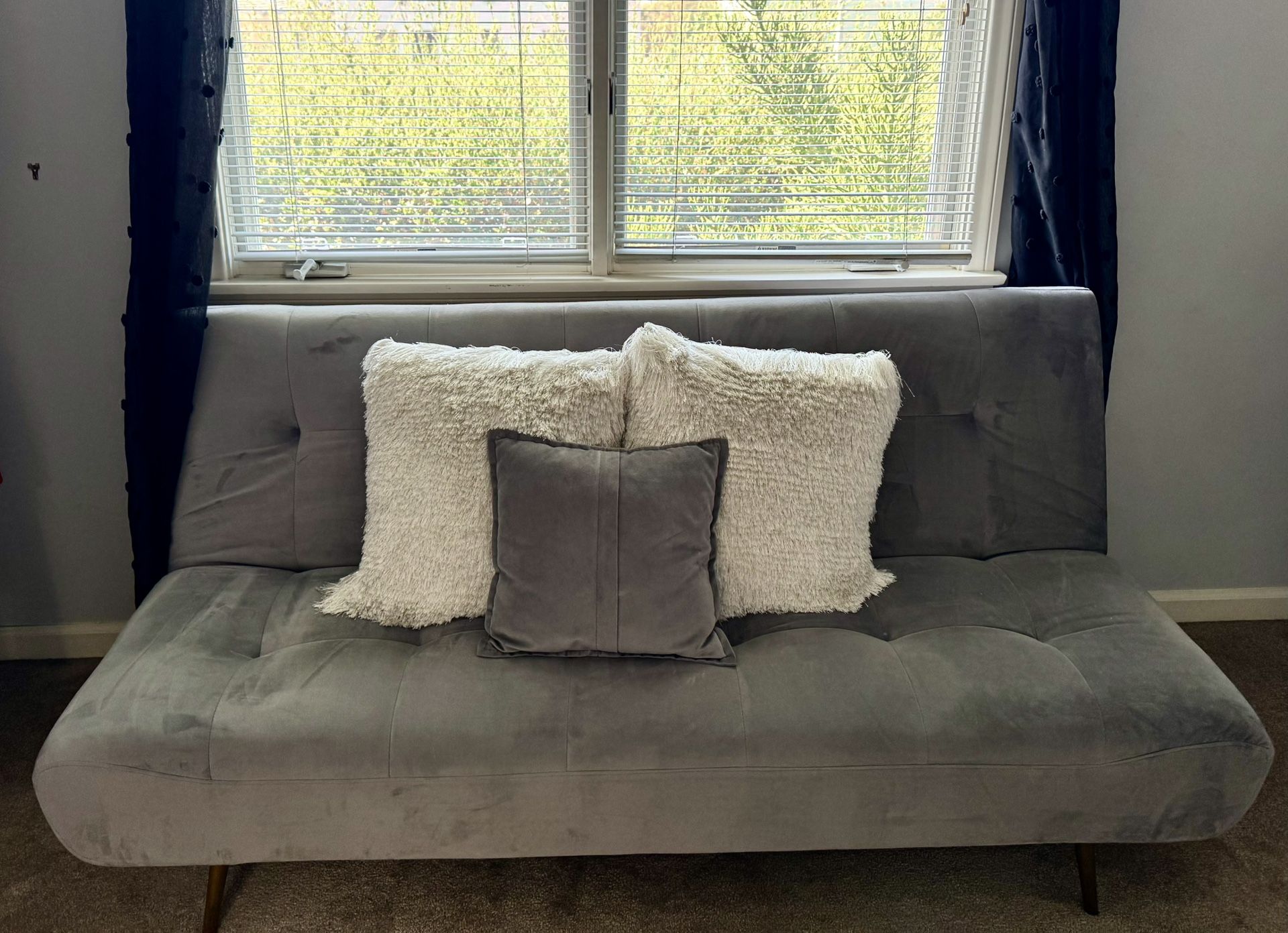 Velvet Sofa Sleeper w/Memory Foam