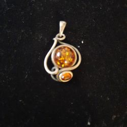 Sterling Silver Amber Charm 