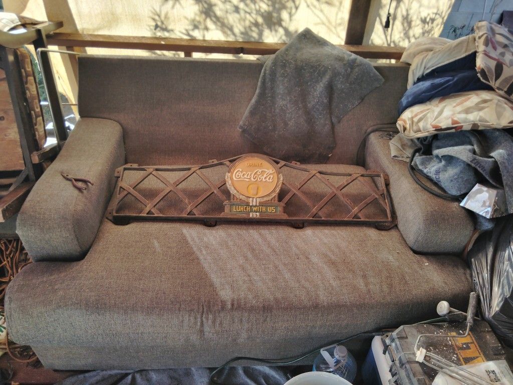 Vintage Cast Iron Coca-Cola Bench Back – “Drink Coca-Cola Lunch With Us” – Heavy Original Advertising Piece 200$ (OBO)