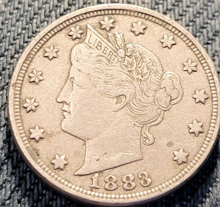 PC-5C-NC1883-06R Liberty Nickel with Reverse Rim-Rim Die Crack