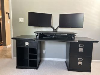 Pottery Barn Duel Monitor Adjustable Standing Desk w/Chair and Accessories