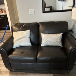 Leather loveseat