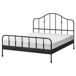 🔥 Queen SAGSTUA bed frame, black/Luröy