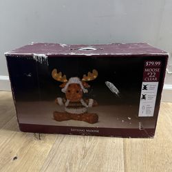 NEW 24" Sitting Moose #22 Clear Lighted Holiday Decoration (100 Steady Bulbs)