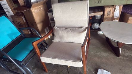 Wood Frame Accent Chair with Cushions