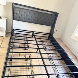 Queen bed frame with 4 storage drawers and LED lights