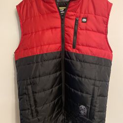 Ecko Unltd Mens Hooded Puffer Vest - Size M, Red/Black