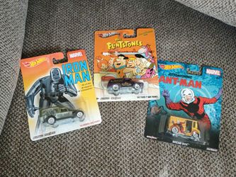 Hot Wheels iron Man 34 Dodge delivery, Hot Wheels The Flintstones 56 Ford f- 100 panel, Hot Wheels Ant-Man Breadbox