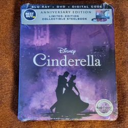 NEW Cinderella Anniversary Limited Edition Steelbook Blu-ray DVD Digital