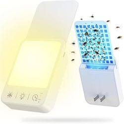 2 in 1 Plug in Bug Catcher Indoor Flying Insect Trap with Warm LED Night Light