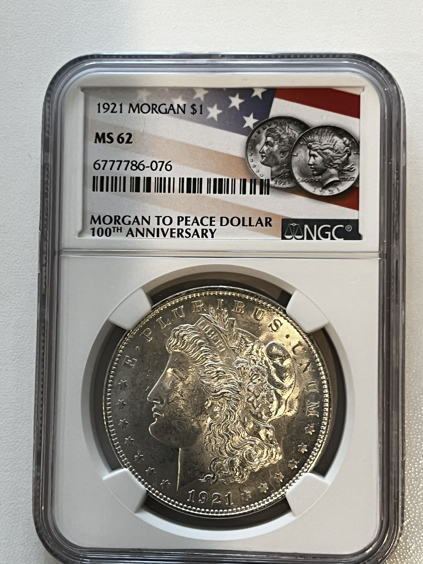 1921 Silver Morgan Dollar Ngc MS62 100th Anniversary 