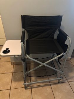 Tall Folding Director's Chair with Side Table