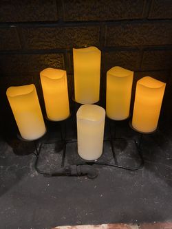 6 Flameless Candles And Holder