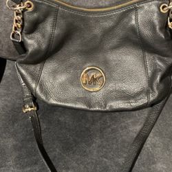 Michael Kors, black pebble leather purse