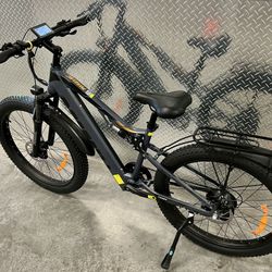 Electric Endurance Mountain E-Bike, 27.5x3.0 All Terrain Tire, 28mph, Thumb Throttle + Pedal assist  + Rear Rack 