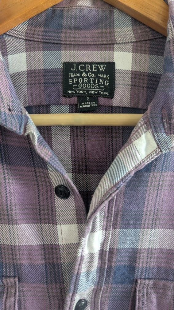 J. Crew Men's Plaid Purple Cotton Shirt