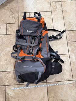 Hi-Tec Odyssey 50L Internal Frame Hiking Backpack Camping Trekking Pack Orange Gray EUC