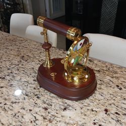  Kaleidoscope Rotating Brass Music Box Vintage Stained Glass