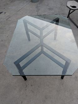 Glass and metal table