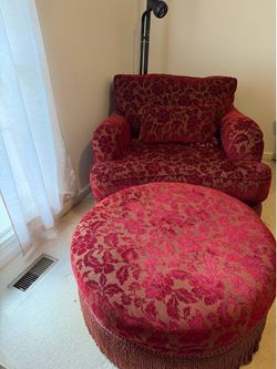 Sofa and Retro Chair with Ottoman