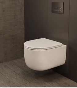 Round Wall-Hung Toilet Bowl White Modern Style with Powerful Tornado Flush, Easy-Clean Rimless Design, Adjustable Height