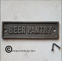 Brand New! 5.7'' Rustic Beer Pantry Cast Iron Plaque