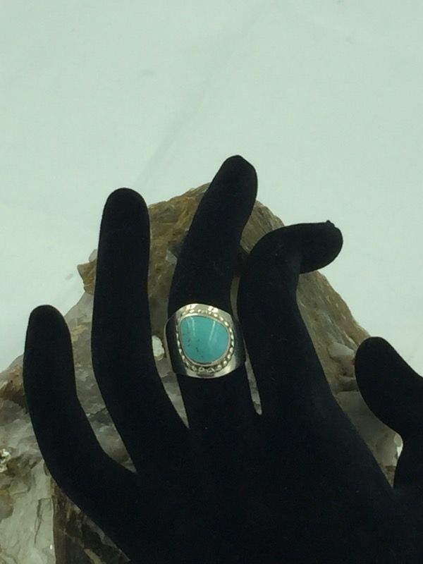 925 STER Silver Turquoise Ring 5.75