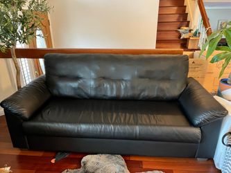 IKEA Black Leather-Look 3-Seater Couch – Clean & Comfortable