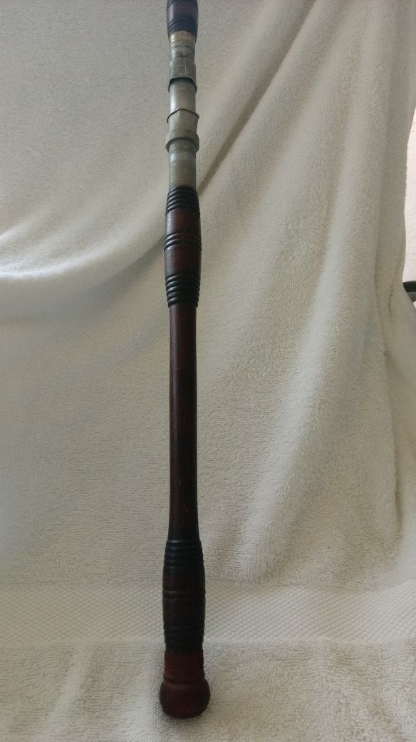 Very old Antique Metal & Wood Fishing Rod