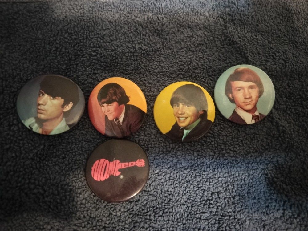 Vintage And Rare Monkees Pin Back Buttons