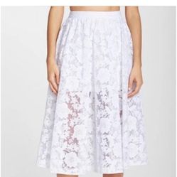 ERIN Fetherston White Lace Short Slip Midi A Line Skirt SZ 12 NWT