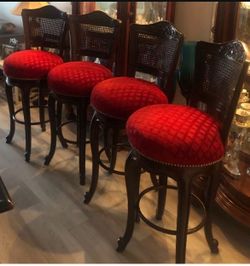 HUGE DISCOUNT from $1500 4 Real Wood Bar Stools new Fabric New Dark Brown