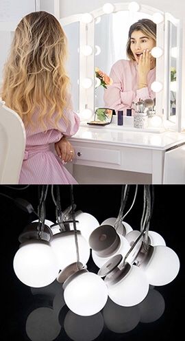 New in box $20 DIY Vanity Mirror Kit 10pcs Dimmable LED Light Bulb Makeup Dressing Table (USB Connection)