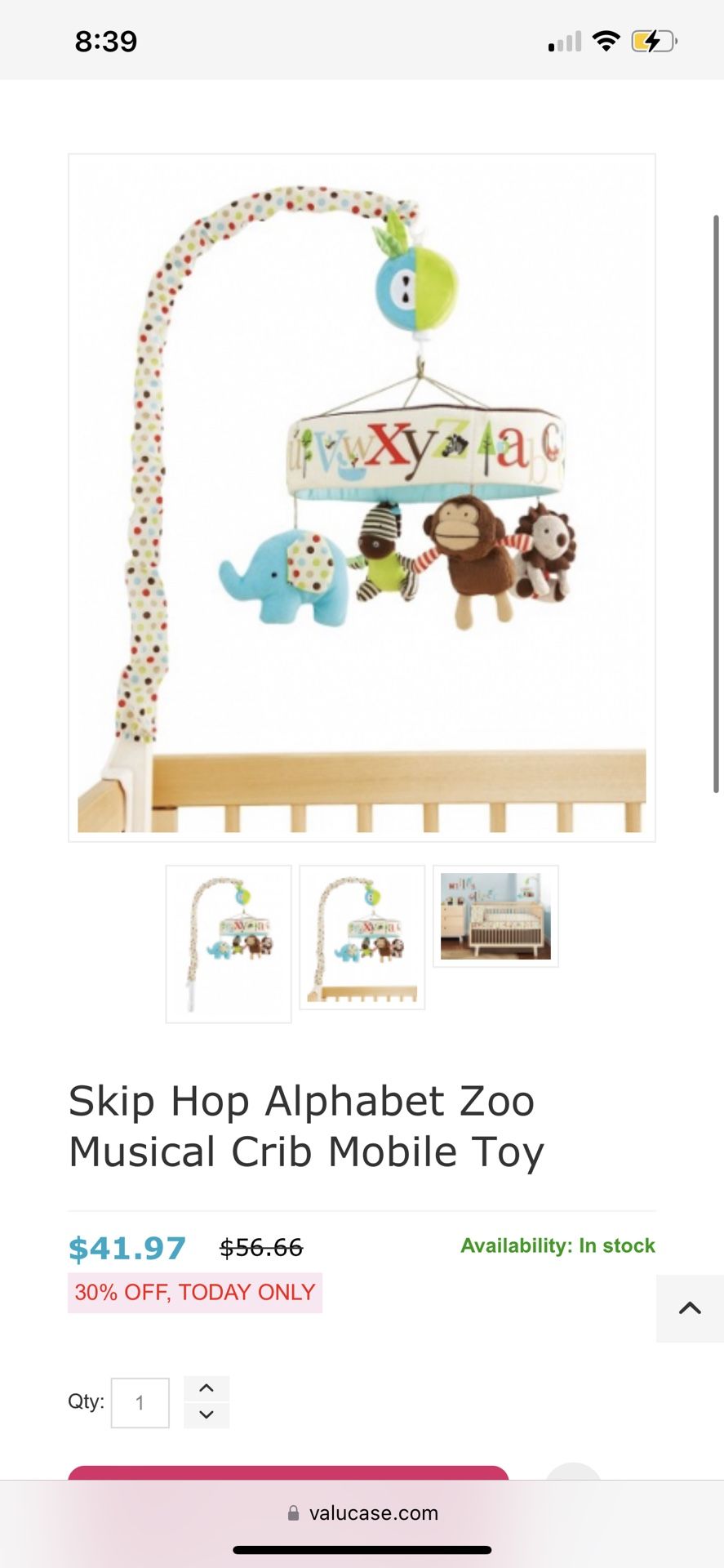 Skip Hop Alphabet Zoo Musical Crib Mobile Toy