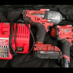 Milwaukee impact wrench & Milwaukee screw driver & charger.
