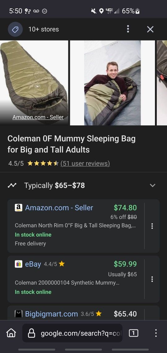 Two 0 Degree Sleeping Bags