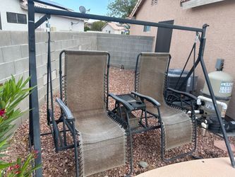 8Patio Chairs/Swing/2 Reclining chairs