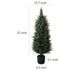 Artificial Topiary Tree- Beautiful Realistic Faux Cedar Pines, 3 Feet Tall, UV Protection for Longer Life, Durable 6" Wide Heavy Duty Pots for Outdoor