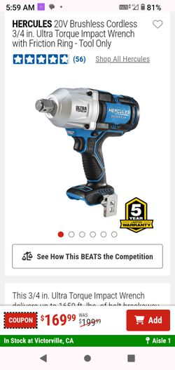 20 Volt 3/4 In Ultra 1650 Breakaway Ultra Torque Impact Wrench Tool Only