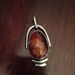 Sterling Silver Amber Pendant 