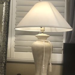 Elegant Large Vase Base Lamp With Tassel, 35” Tall, Statement Piece