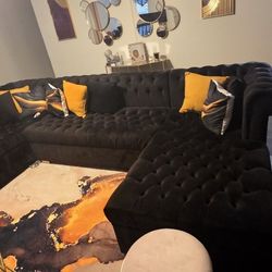 Black  Velvet Sectional