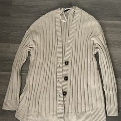 Cream and tan oversized cardigan