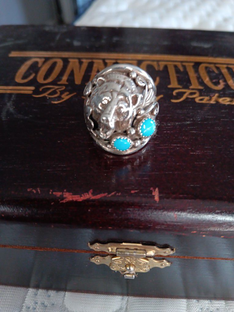 925 Sterling Silver And Turquoise Size 10