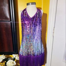 Weissman Girl’s Purple Sequin Fringed Leotard  Dance Costume Size 1C