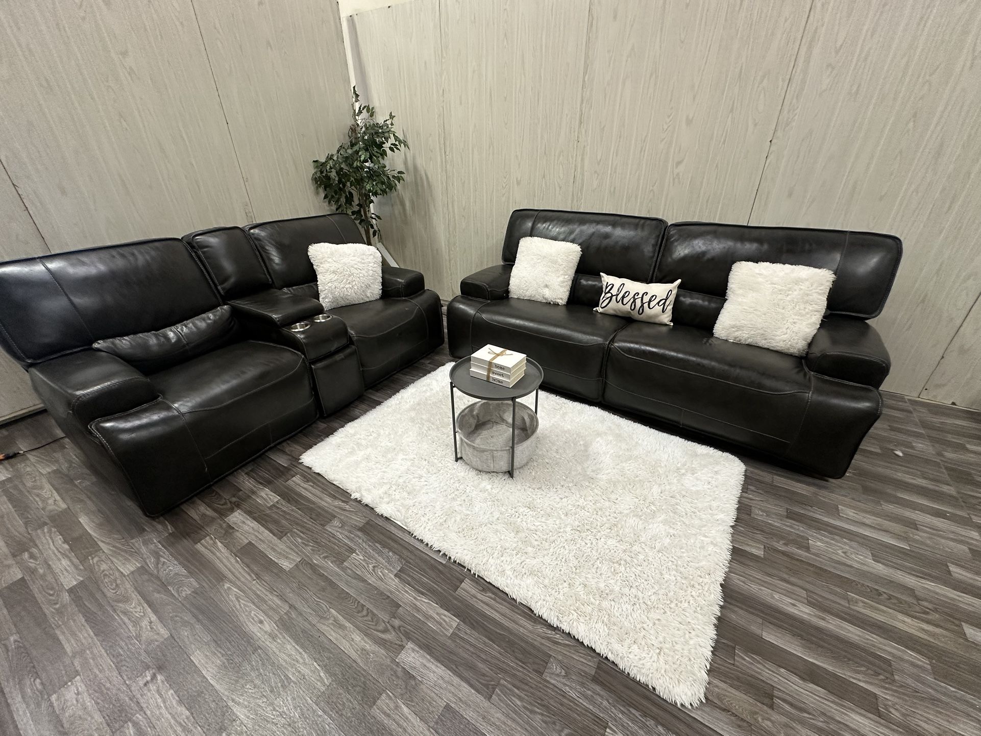 Large Brown Leather Reclining Couch & Loveseat - Delivery Available