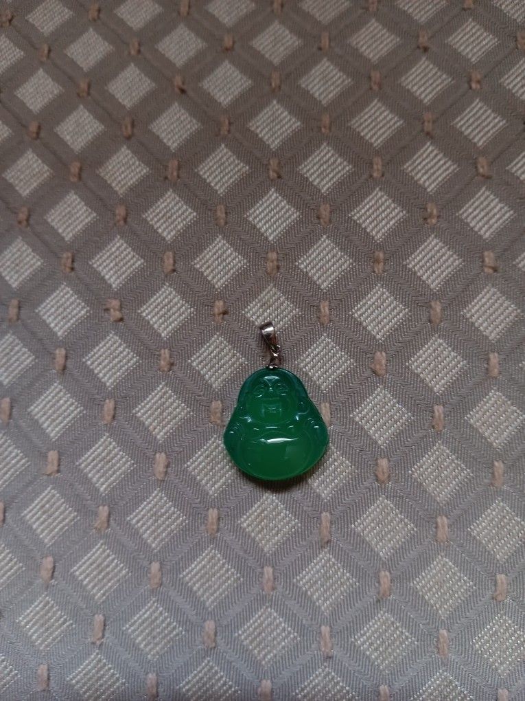 "Jade" Buddha Pendant With Sterling Silver