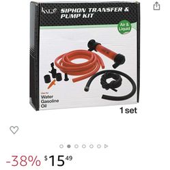 Katzco Liquid Transfer, Siphon Hand Pump - 2 Hoses, 50 x .5 Inches - for Gas, Oil, Air, Chemical Insecticides, and Other Fluids