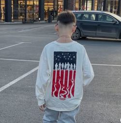 ZARA Stranger Things Graphic White Long Sleeve Shirt size 9-10/M